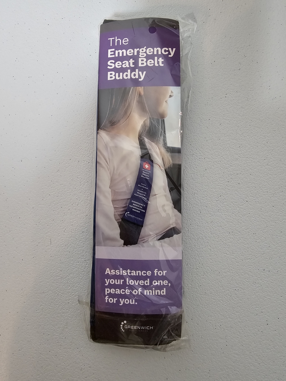 Greenwich Biosciences Seat Belt Buddy Blue Cover w/ Emergency Info Card